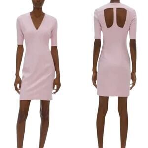 Helmut Lang Cut Out Back Dress V Neck Short Sleeve Stretch Mini Size M